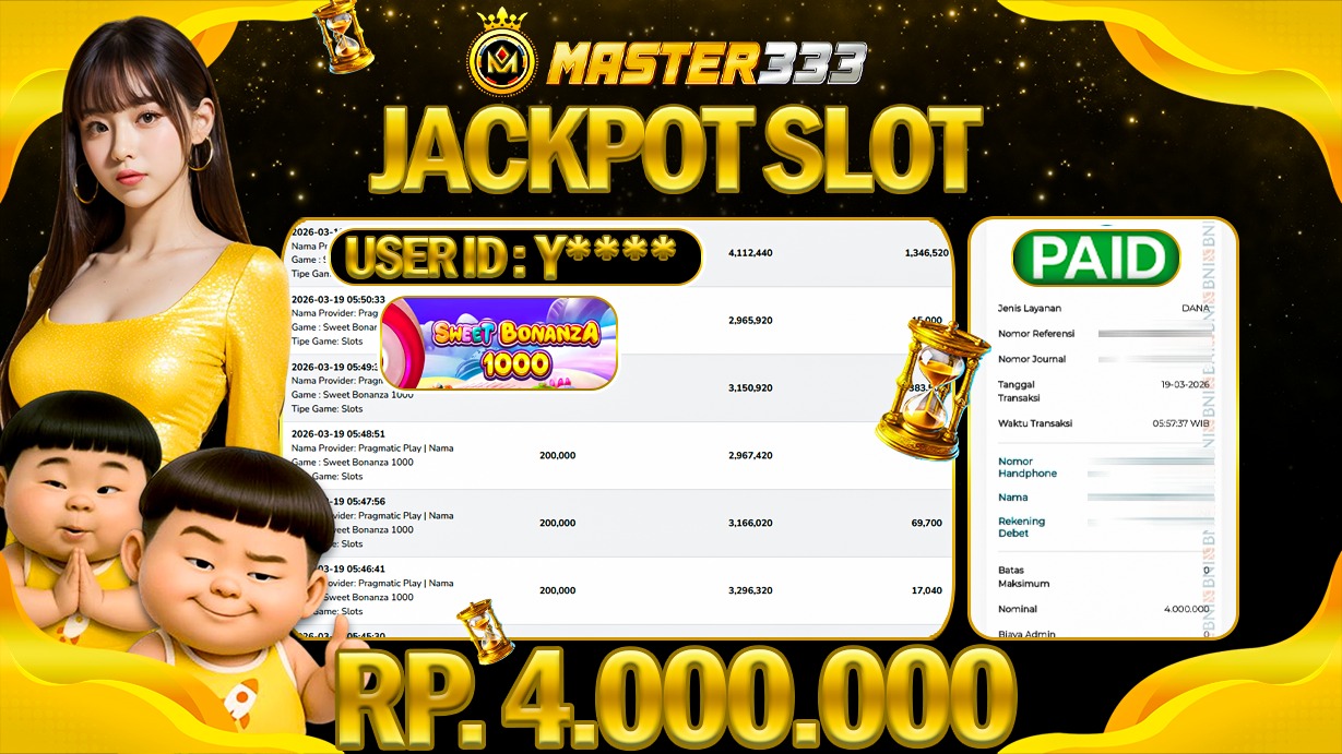 JACKPOT Rp 4.000.000 JUTA DIMASTER333 LANGSUNG DIBAYAR LUNAS